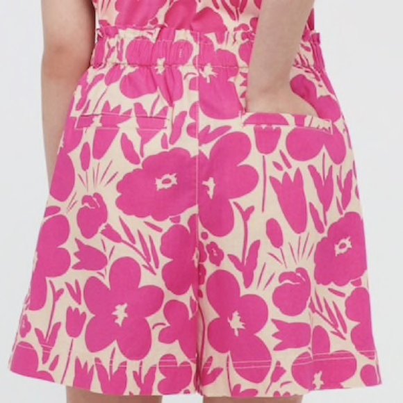 4/$20 Uniqlo Marimekko Pink Floral High Waisted Linen Blend Shorts, Size Small - Picture 3 of 12